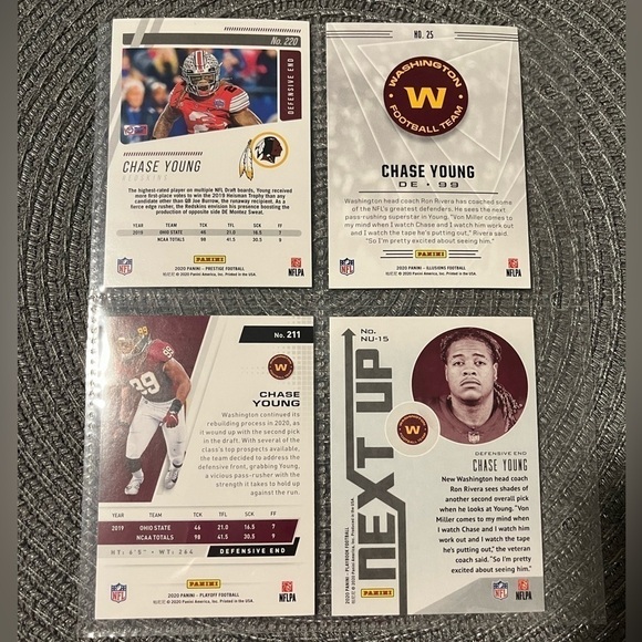 💋 Chase Young, NFL Football Trading Cards, Lot of 4 Cards - Picture 3 of 7